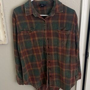 Buckle women’s  Olive Green and Brown Plaid Button-Down Shirt